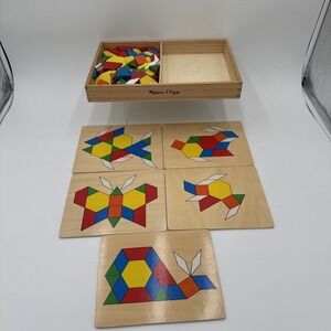 Melissa‎ & Doug Pattern Blocks & Boards Set - 124 Shapes / 5 Double Sided Panels